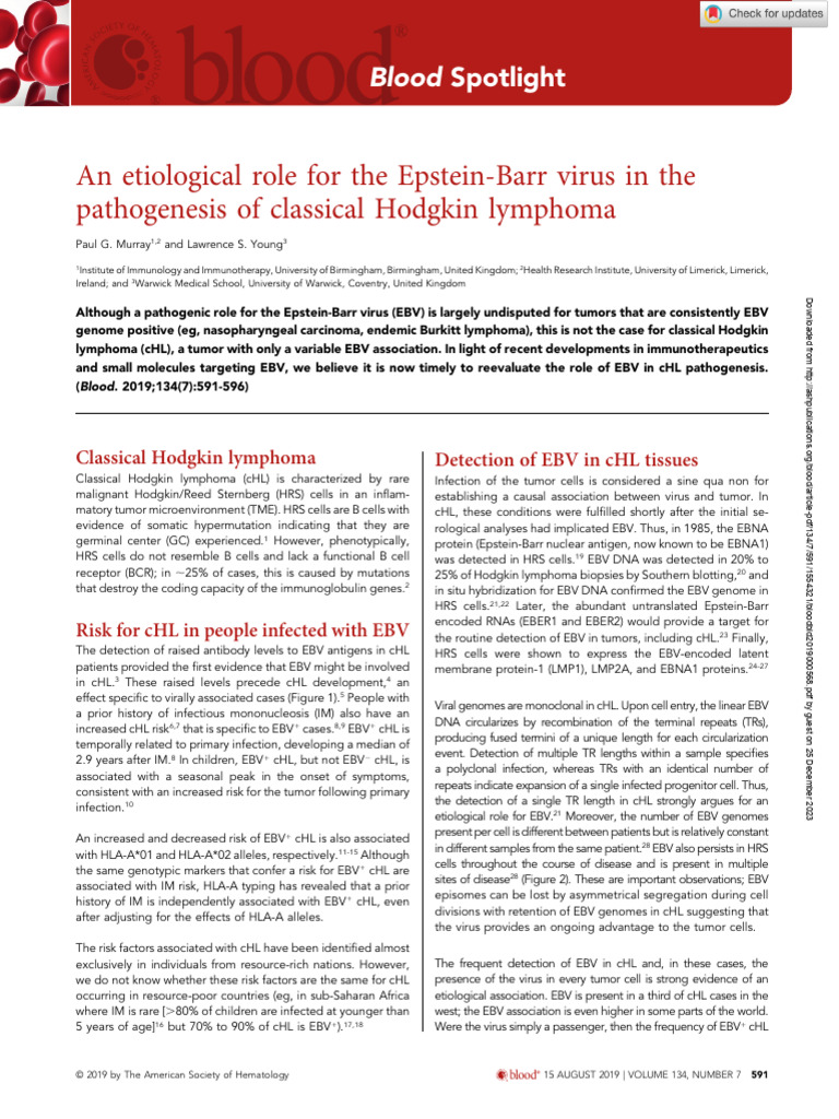 An Etiological Role For The Epstein-Barr Virus in The | PDF | Virus ...