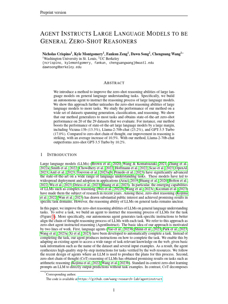 Agent Instructs Large Language Models To Be General Zero-Shot Reasoners ...