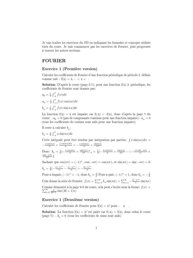 Exercices de Fourier et Transformées | PDF | Fibre optique | Modulation