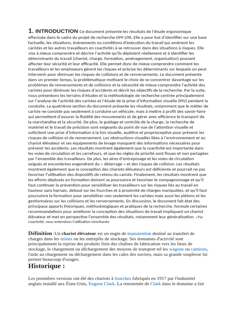 Étude ergonomique sur CACES R489-3 | PDF | Chariot élévateur | Véhicules