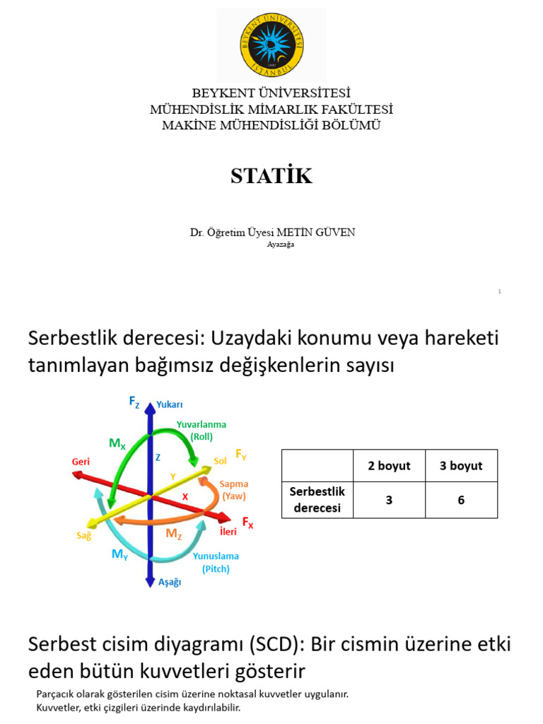 Statics - Lecture Notes - 3 - Turkish | PDF