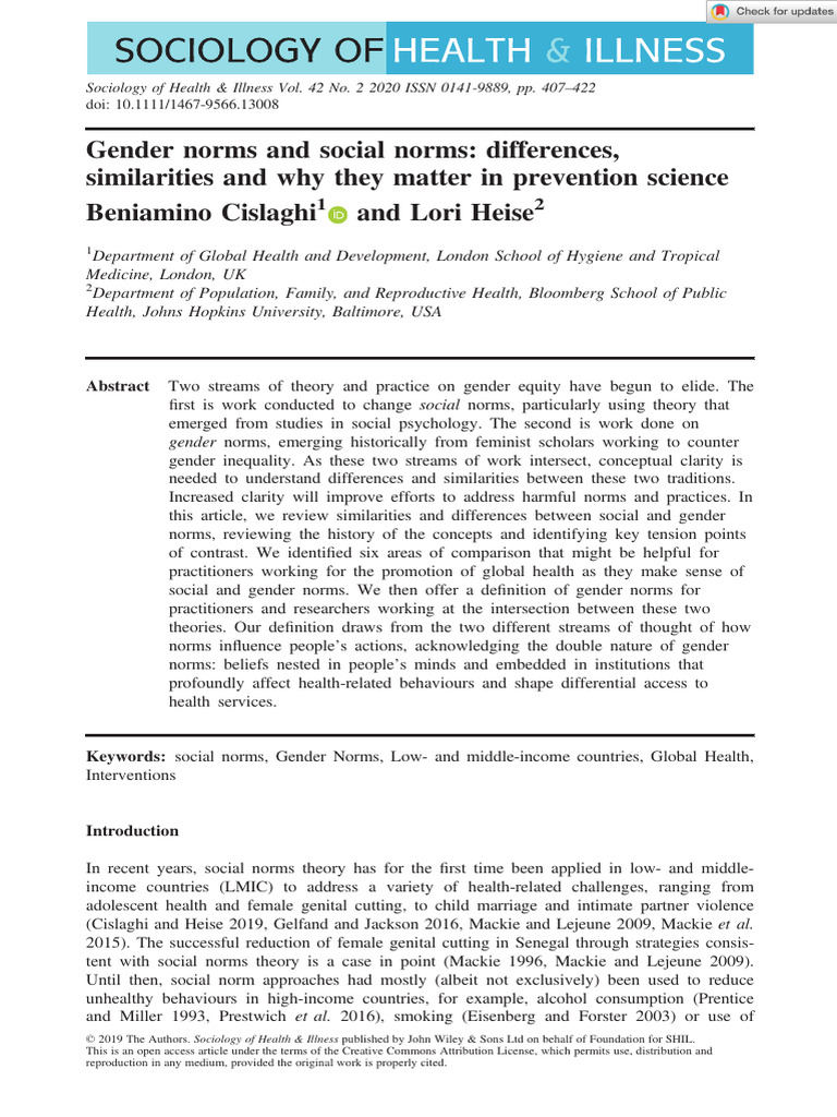 Gender and Social Norms in Health | PDF | Gender | Gender Studies