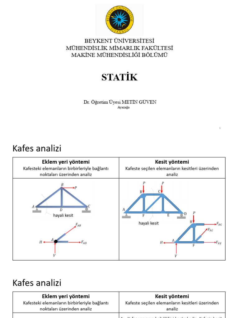 Statics - Lecture Notes - 5 - Turkish | PDF