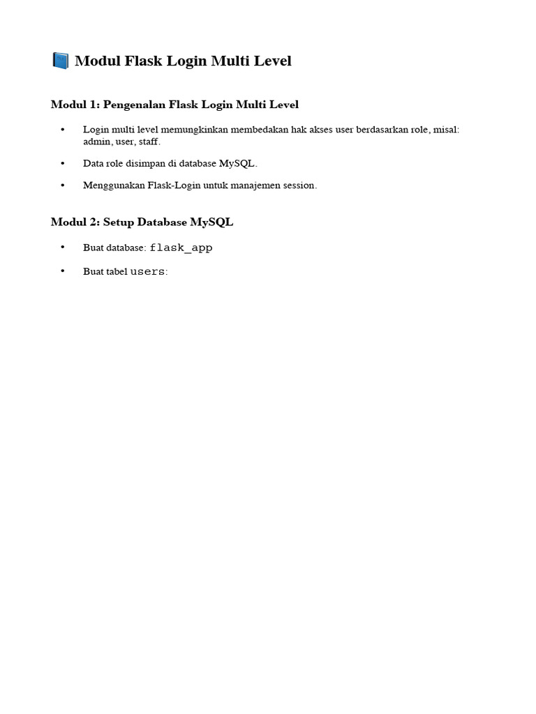 Login Multi Level dengan Flask dan MySQL | PDF