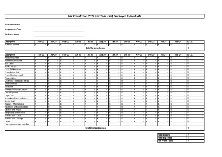 2024 Tax Calculation for Self-Employed | PDF | Taxpayer | Taxes