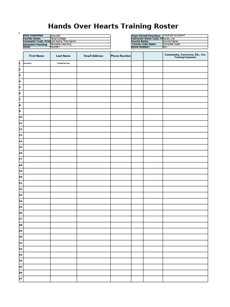 Class Roster Template in Excel | PDF