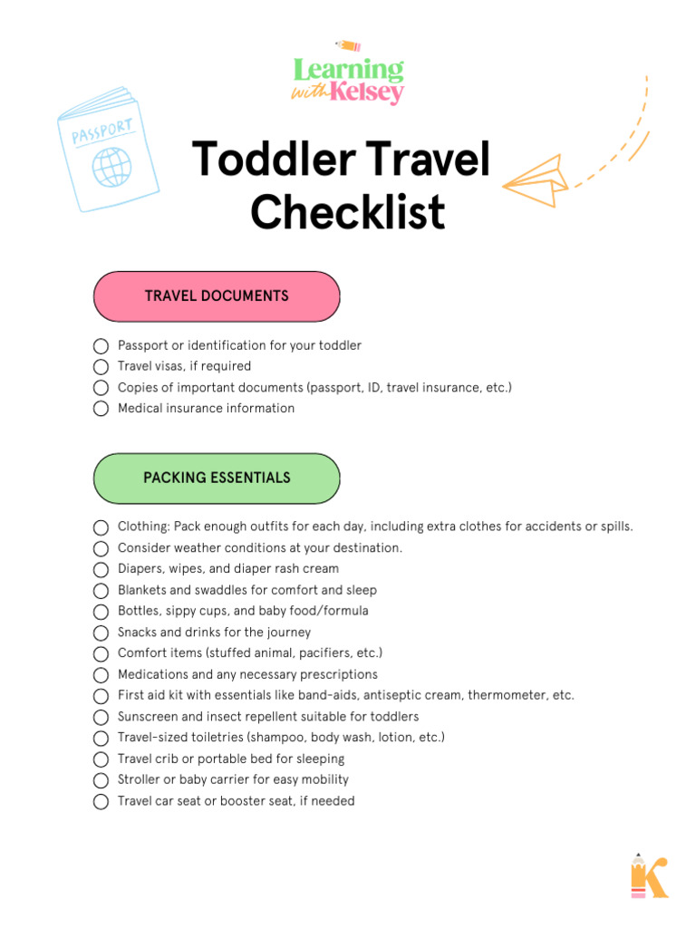 Toddler Travel Essentials Checklist | PDF