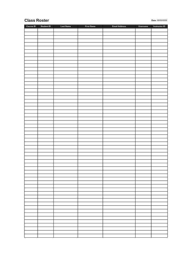 Minimal Class Roster Template in Excel - 1728021382147 | PDF