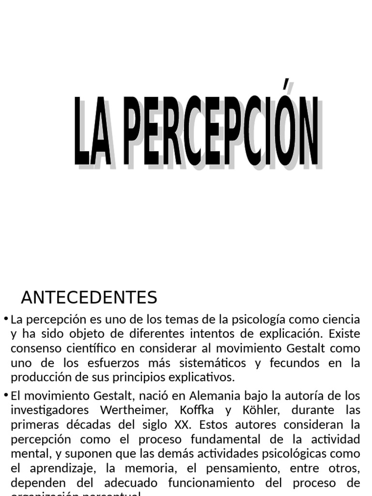Principios y Trastornos de la Percepción | PDF | Percepción | Sentidos