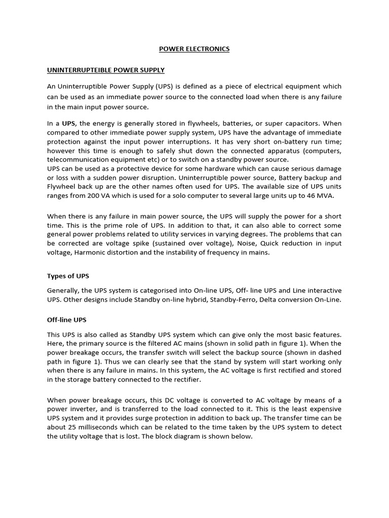 UPS Overview in Power Electronics | PDF | Rectifier | Power Inverter
