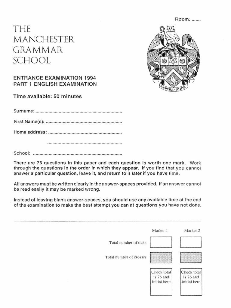 1994 Eng 1 Early Qs | PDF