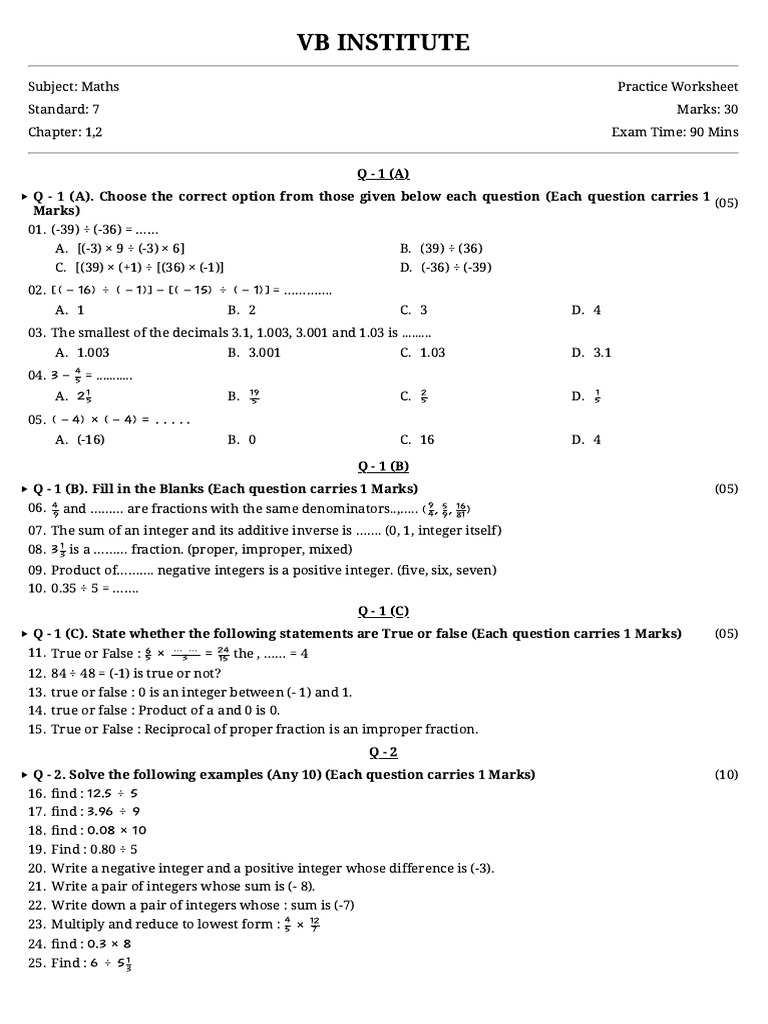 Maths-7-Youth Education-996 | PDF | Elementary Mathematics | Arithmetic
