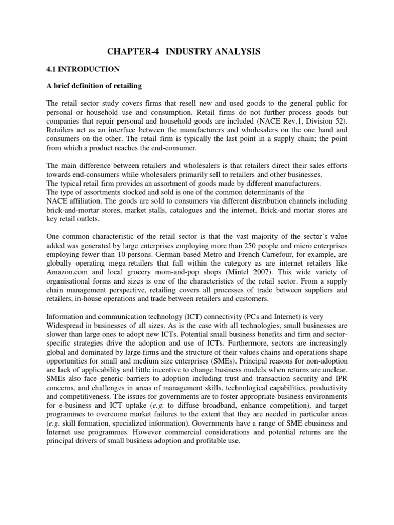 Chapter4 Industry Analysis A Brief Definition of Retailing PDF