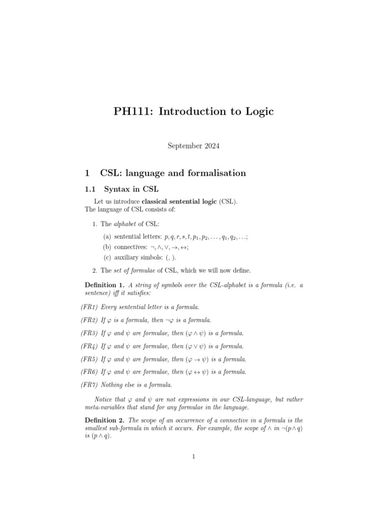 Introduction to Classical Sentential Logic | PDF | Interpretation ...