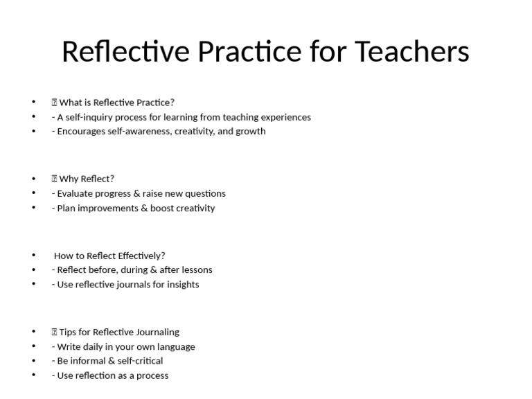 Effective Reflective Practice for Teachers | PDF