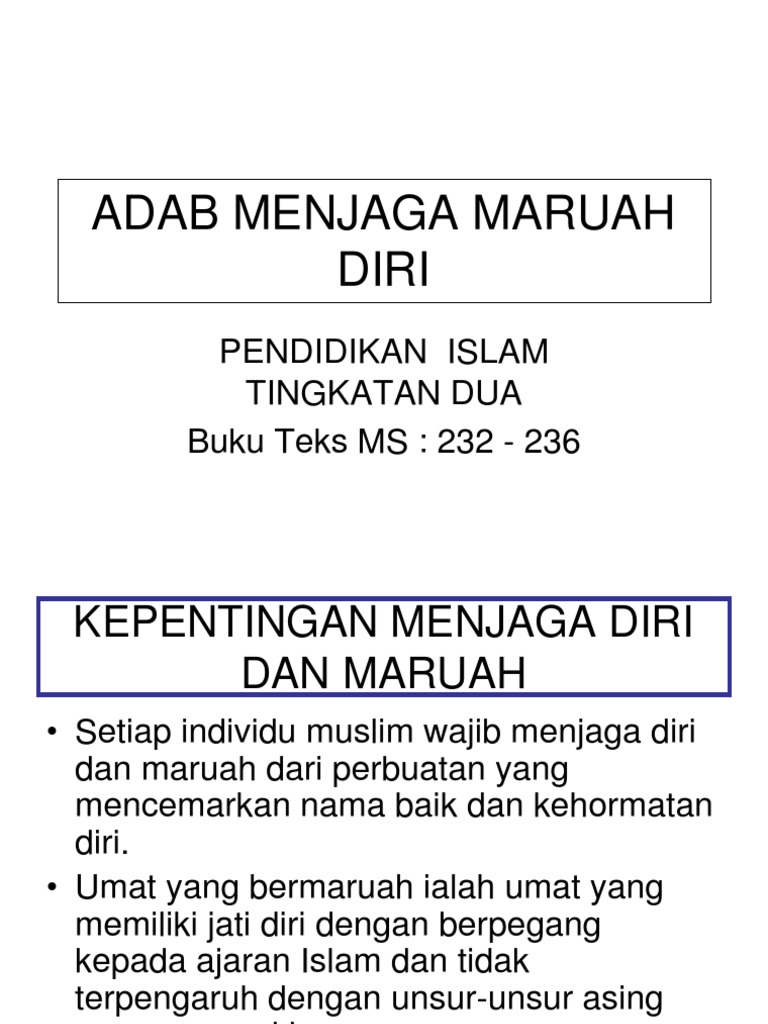 Adab Menjaga Maruah Diri Pdf