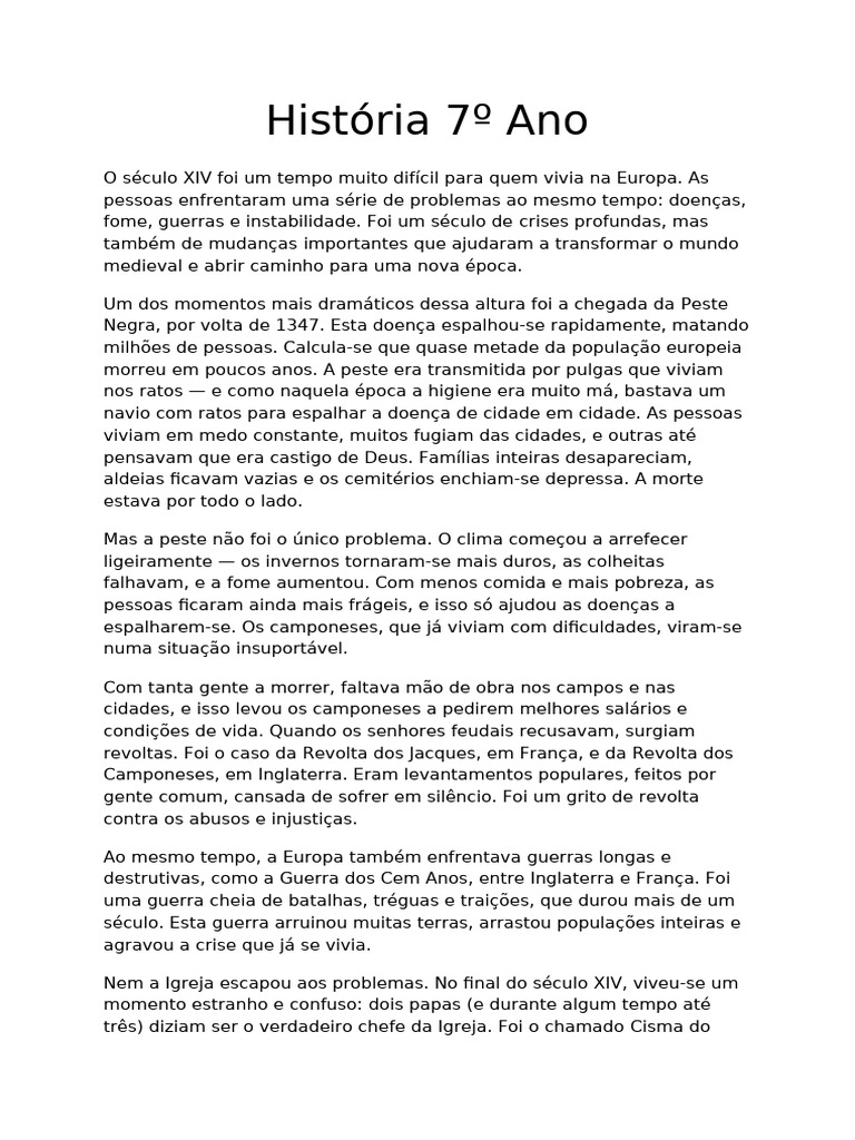 Crises e Transformações no Século XIV | PDF | Fome | Feudalismo