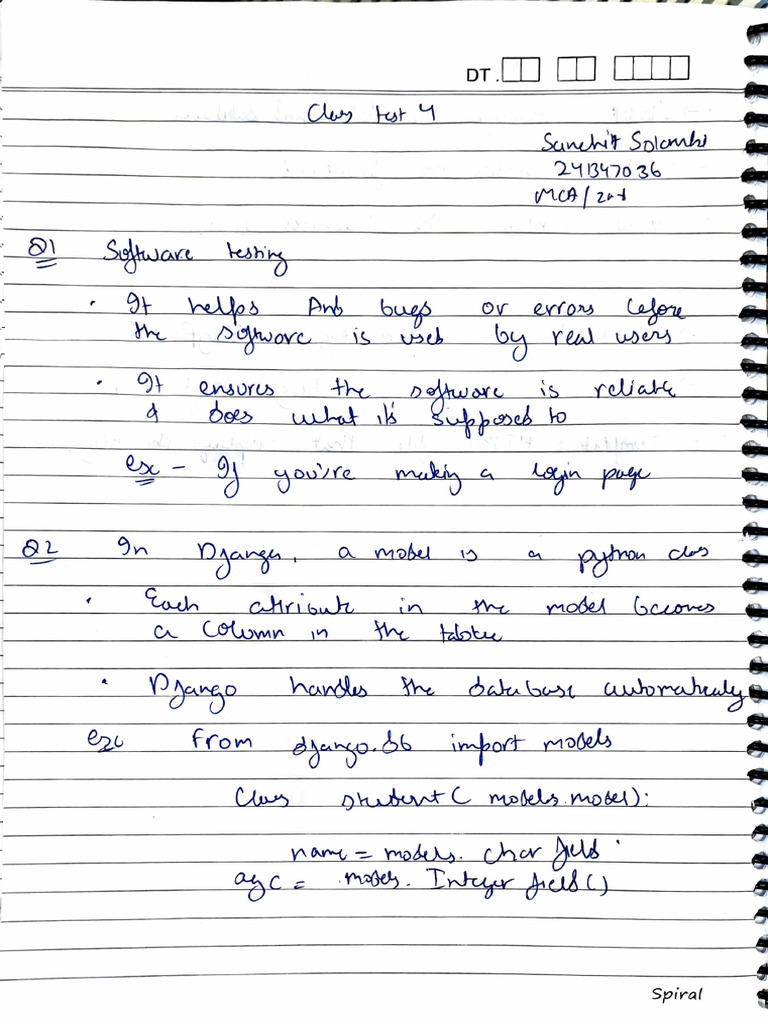 Class Test 4 | PDF