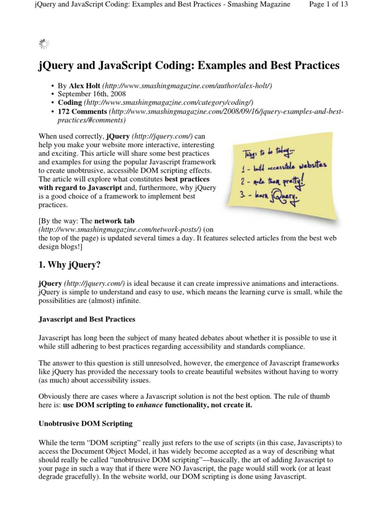 Jquery and Javascript Coding - Examples and Best Practices | PDF ...
