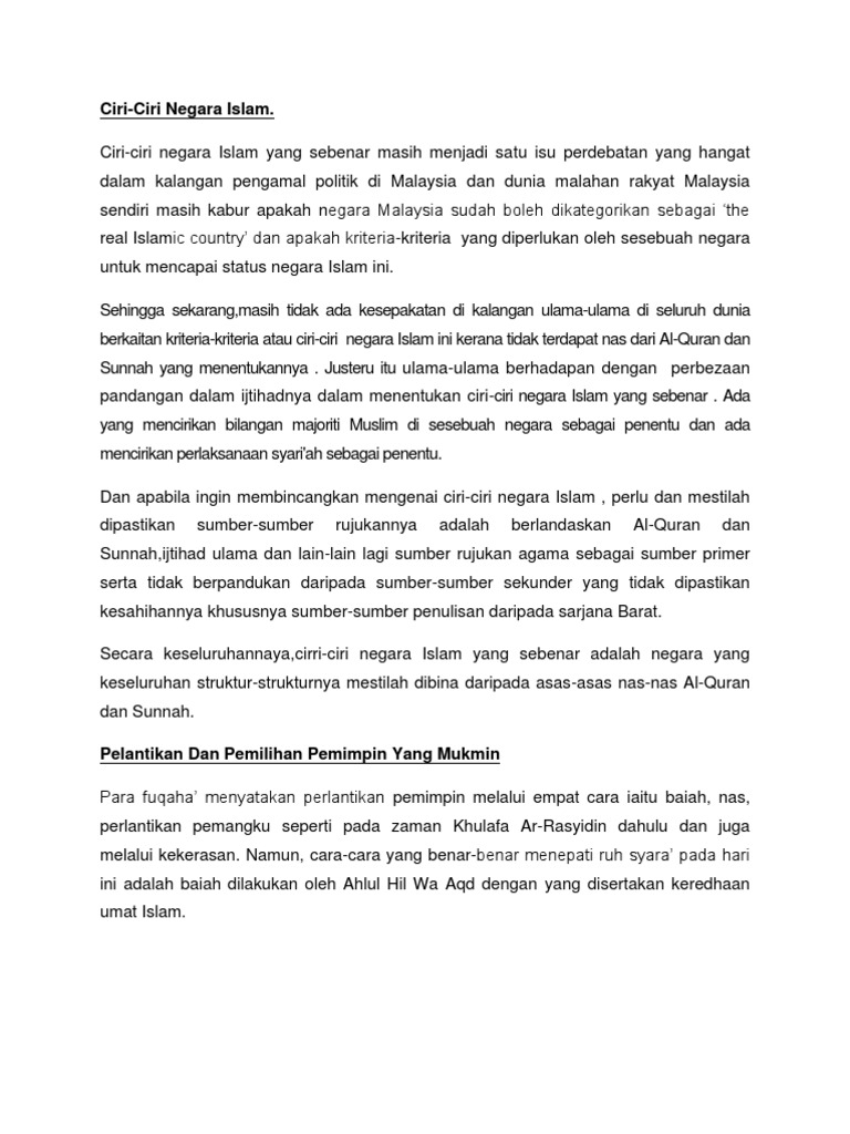Ciri Ciri Negara Islam Pdf