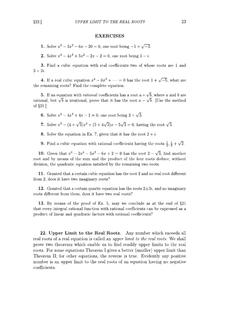 Upper Limit of Roots and Integer Roots | PDF