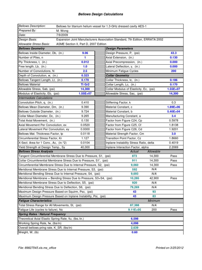 Ameriflex Bellows Design Calculations | PDF | Strength Of Materials ...