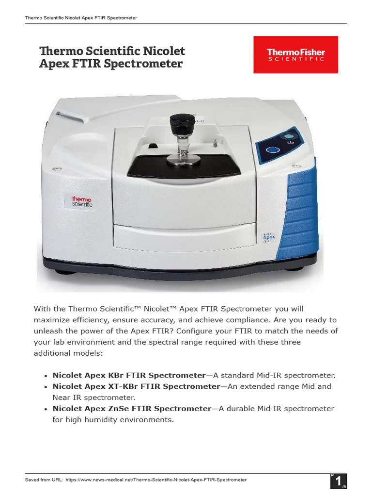 Nicolet Apex FTIR Spectrometer Overview | PDF | Raman Spectroscopy ...