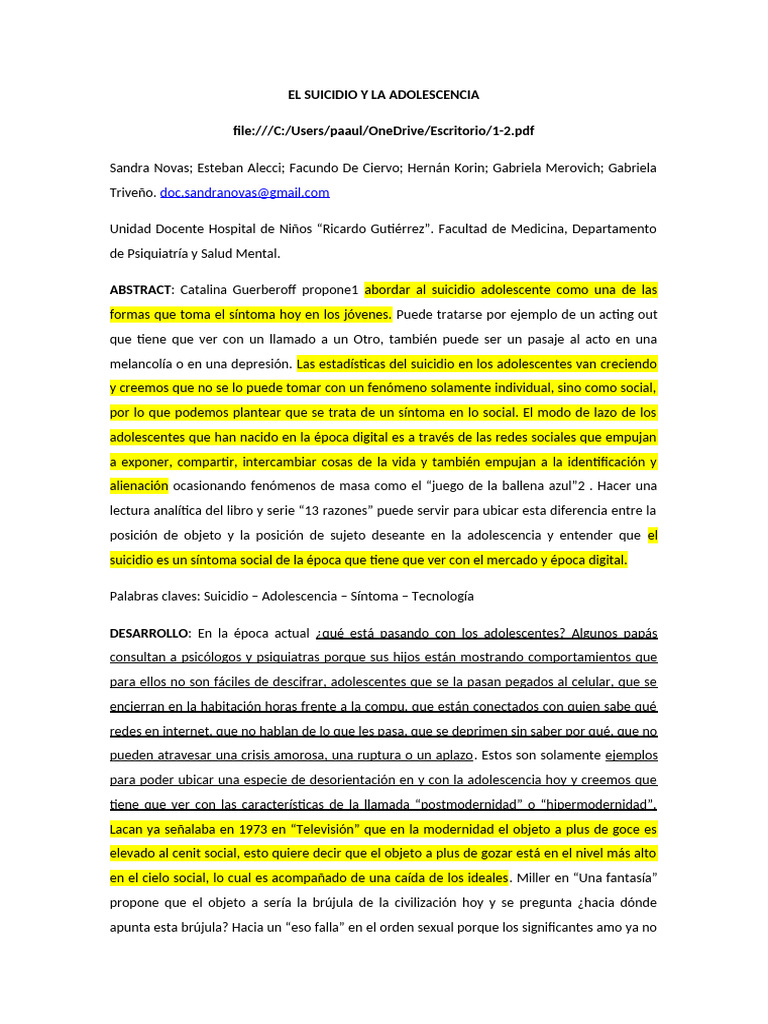 Suicidio Adolescente en la Era Digital | PDF | Adolescencia | Suicidio