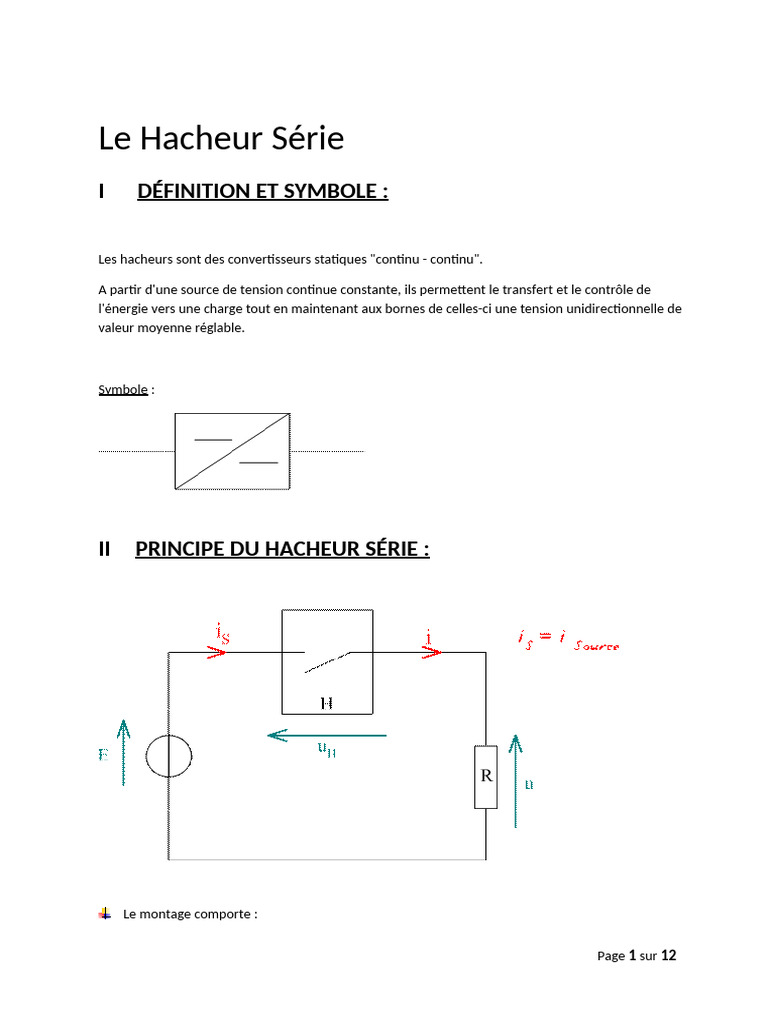 Hacheur Série : Principe et Schémas | PDF | Tension électrique ...