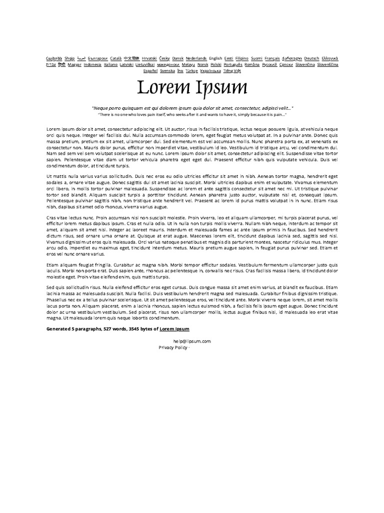Generated 5 Paragraphs, 527 Words, 3545 Bytes of Lorem Ipsum | PDF