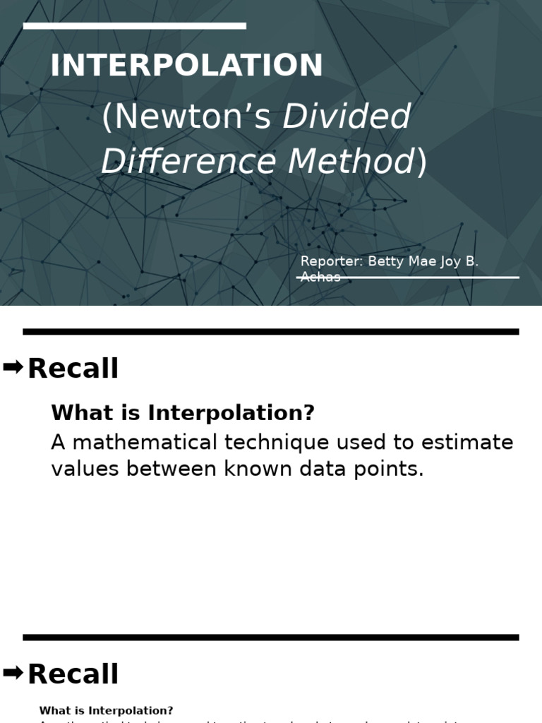 Newton's Divided Difference Interpolation | PDF