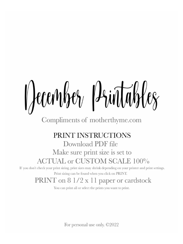 December Printable Collection | PDF