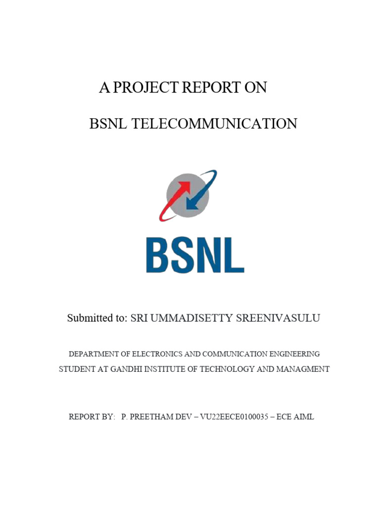 BSNL Telecommunication Project Report | PDF | Computer Network ...