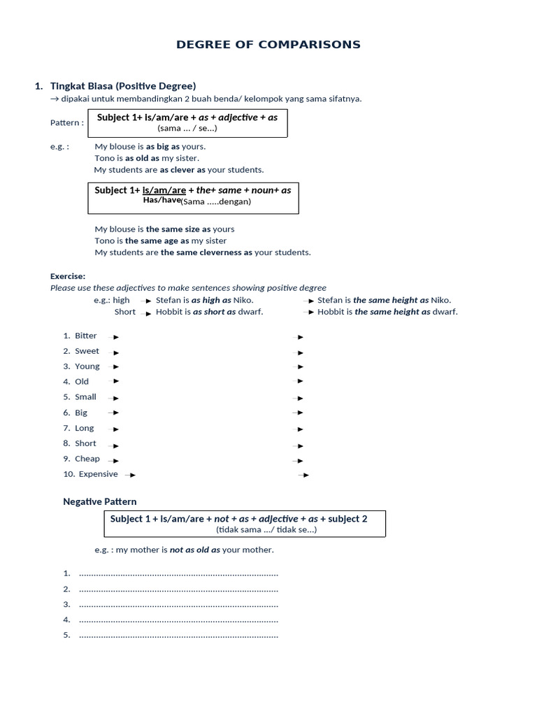 CHANGE THE DEGREE OF COMPARISON visual data 3