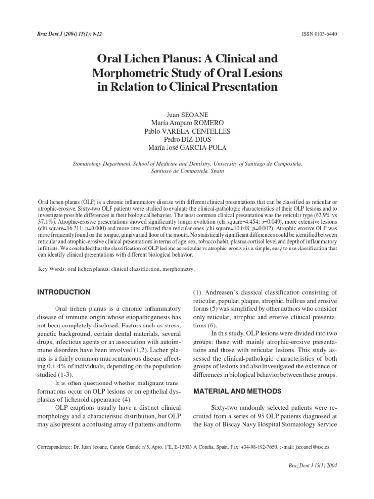 Oral Lichen Planus A Clinical | PDF