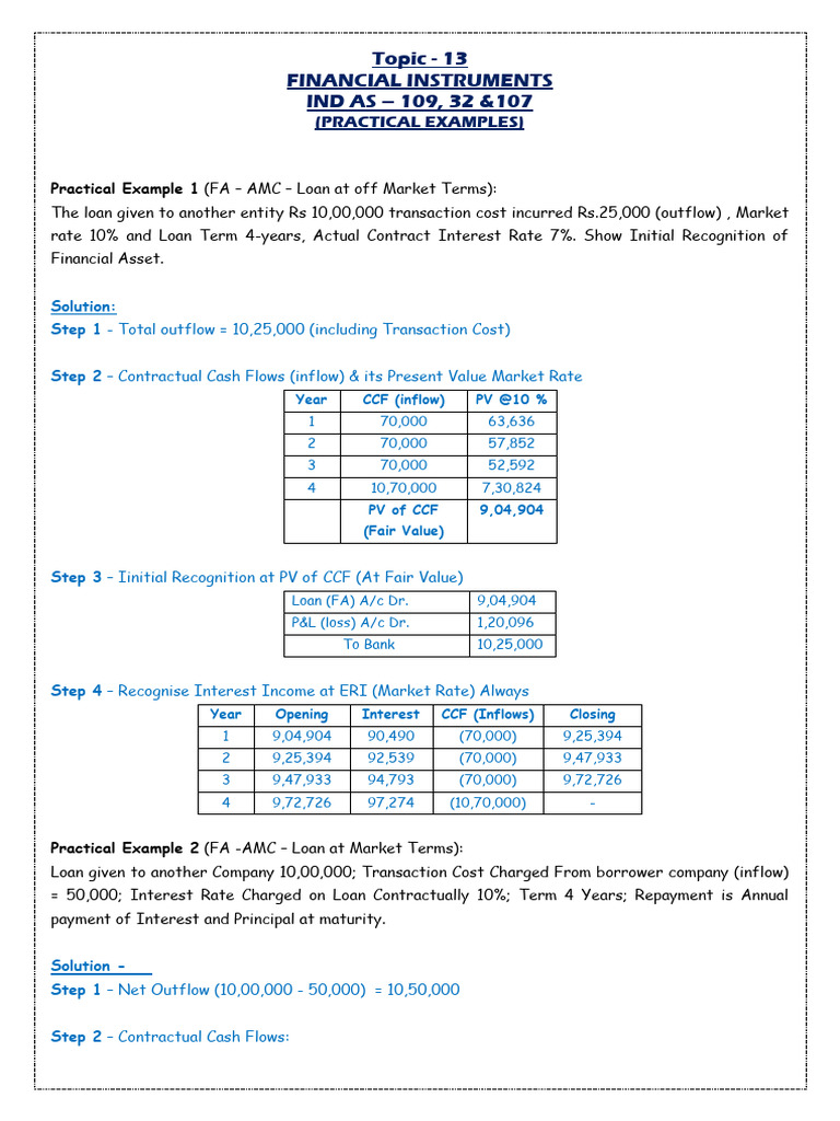 Practical Examples of IND AS 109, 32 & 107 | PDF | Interest | Loans