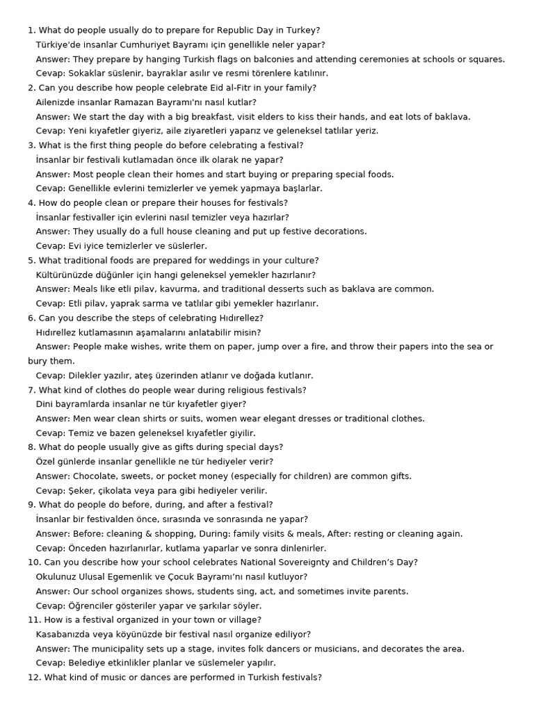 50 Speaking Questions Clean Answers | PDF