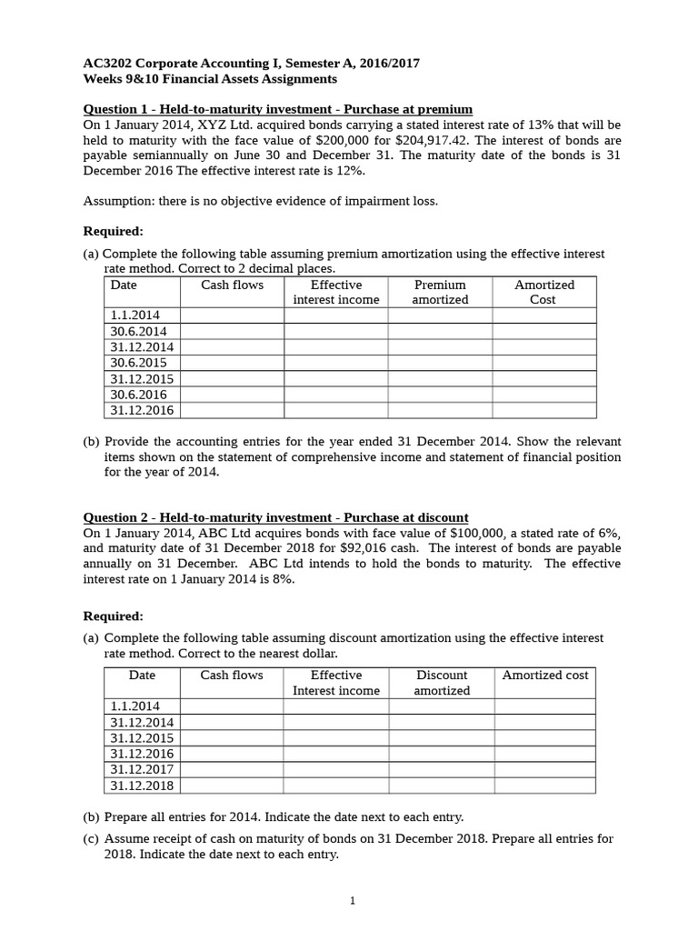 Corporate Accounting: Financial Assets Analysis | PDF | Fair Value ...