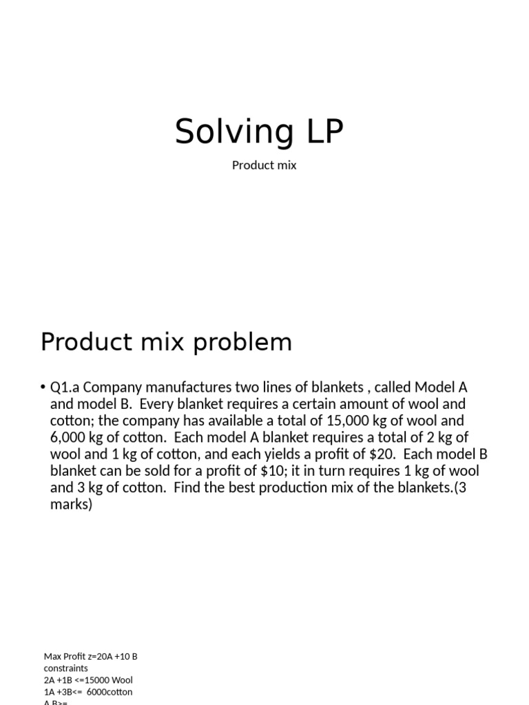 Class 7 LP Practical Product Mix | PDF