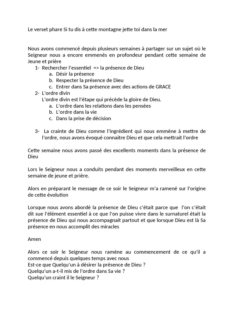 Foi et Puissance : Dis à la Montagne | PDF | Dieu | Jésus