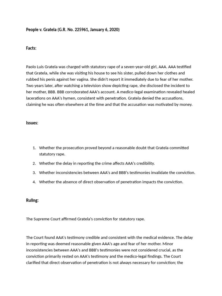 Supreme Court Ruling on Statutory Rape Case | PDF | Rape | Testimony