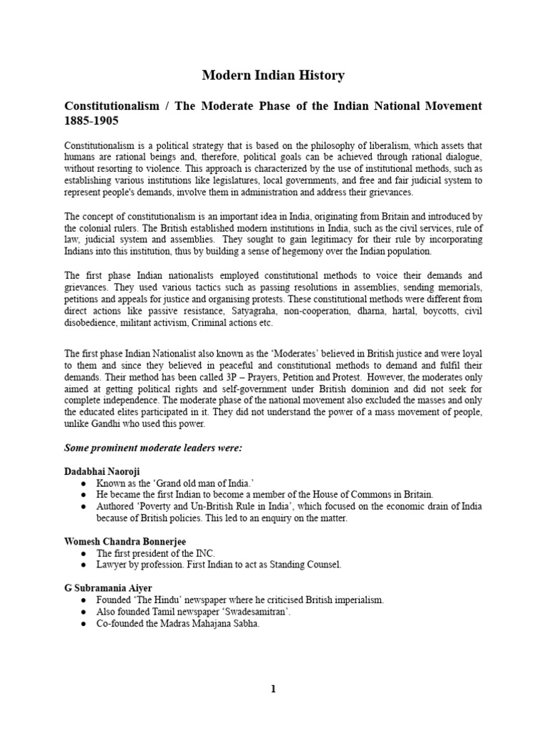 Moderate and Extremist Phases of Indian Nationalism | PDF | British Raj ...