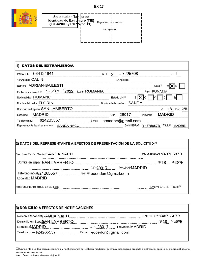 Solicitud de Tarjeta de Identidad Extranjero | PDF