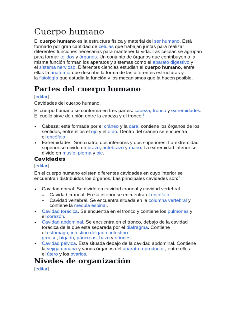 Estructura y características del cuerpo humano | PDF | Cuerpo humano ...