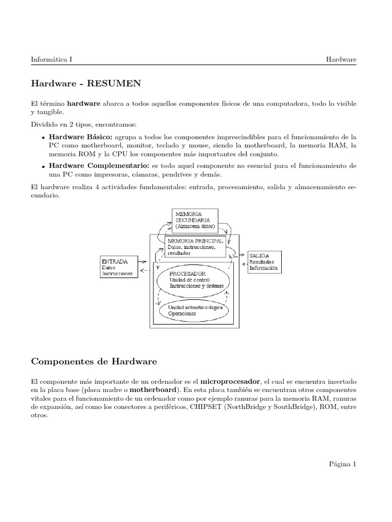 Resumen de Hardware en Informática | PDF | Hardware de la computadora ...