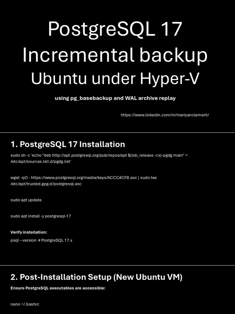PostgreSQL Incremental Backup and WAL Recovery | PDF | Postgre Sql ...