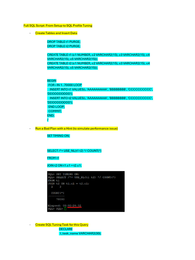 SQL Profile Tuning for Query Performance | PDF | Sql | Information ...