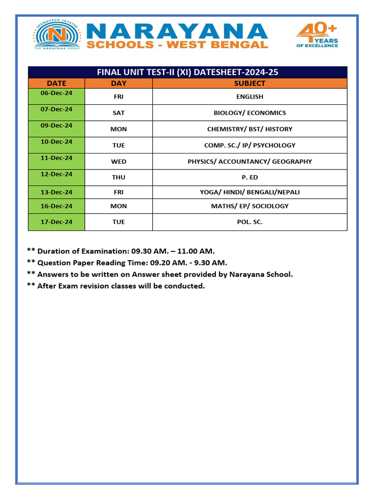 Final Ut-Ii For Class-Xi Syllsbus Dec 24 | PDF | Chemistry | Thermodynamics