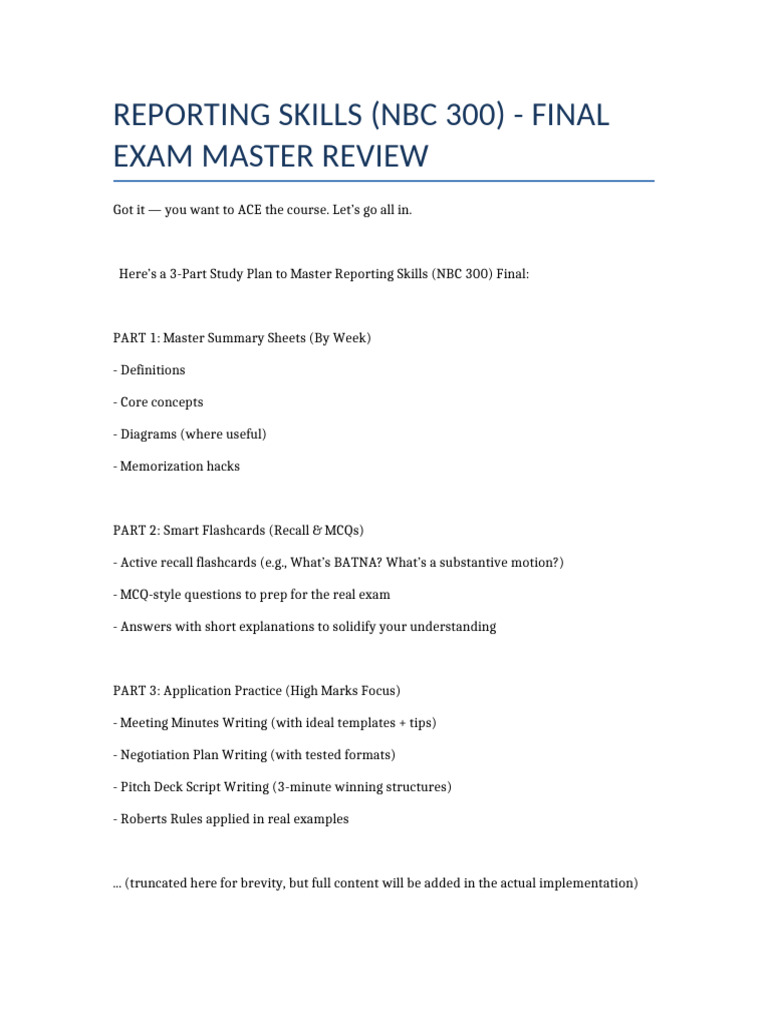 NBC 300 Reporting Skills Exam Review | PDF