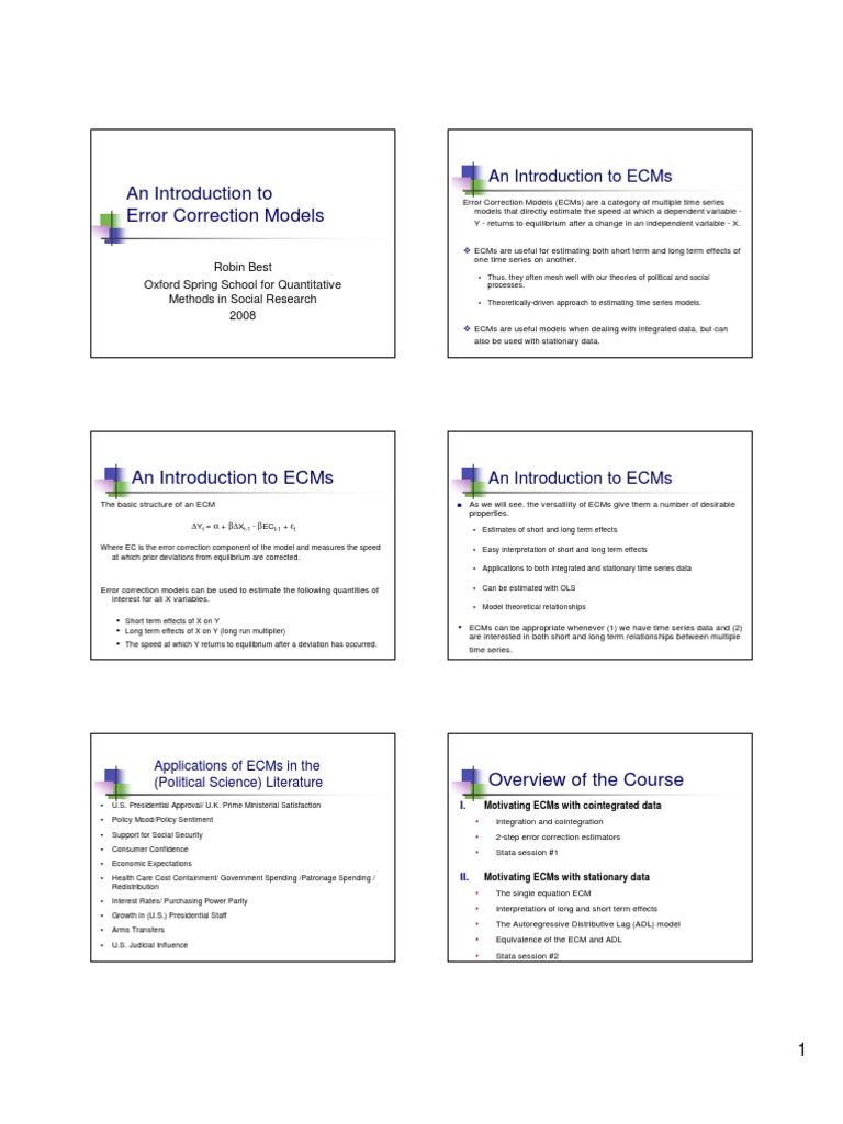 An Introduction To Error Correction Models | PDF